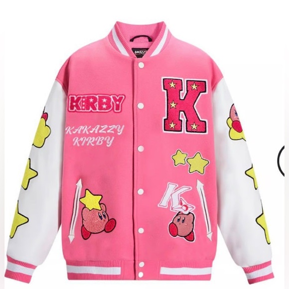 Pink Varsity Jacket with Star Patches - Picture 2 of 7